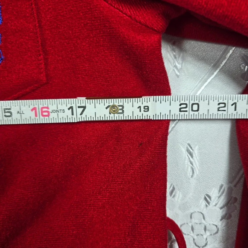 VTG Bill Blass Robe Small Red Dacron Polyester Long Lounger Luxury Trim Belt USA
